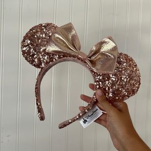 DisneyParks Official Rose Gold Minnie Ears Headband